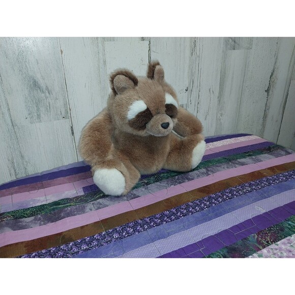 Vintage GUND 1985 Bandit The Raccoon Beige Brown Roly Poly Plush Stuffed Animal - Picture 2 of 7